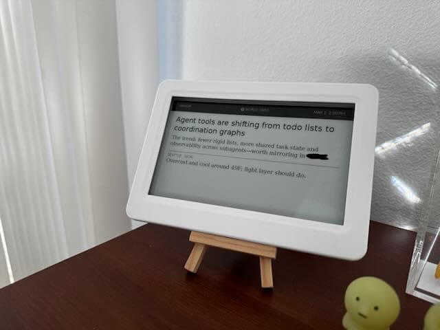Mirror on my desk, showing a card from the v2 era